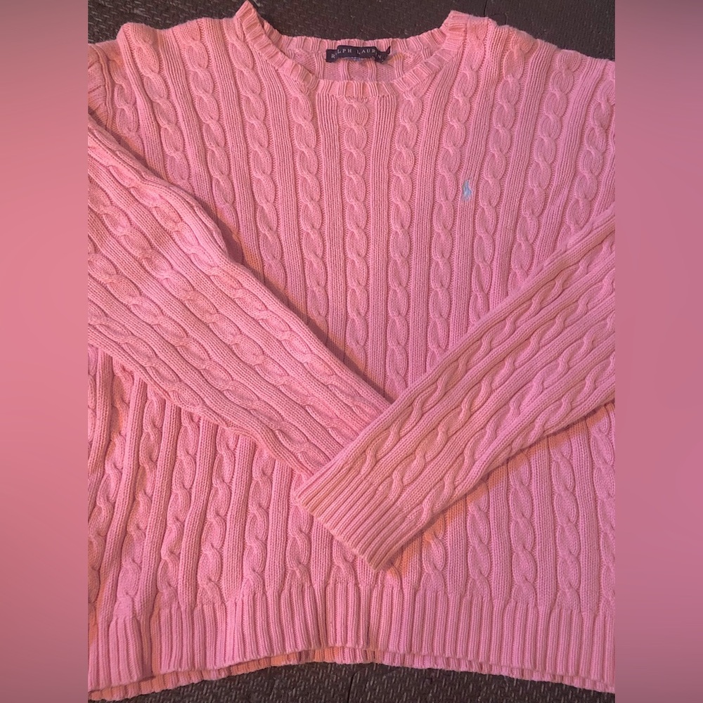 Ralph Lauren cable knit sweater with logo